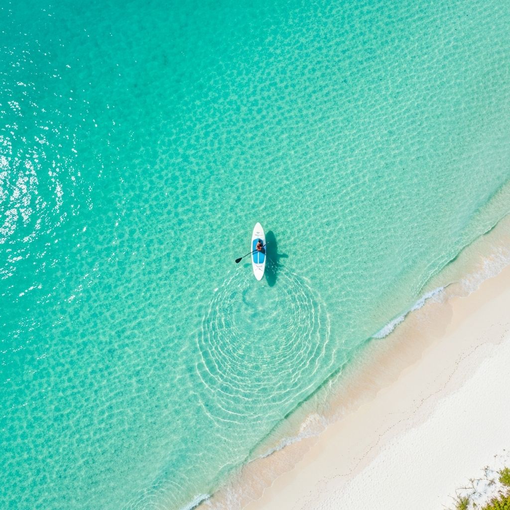 Paddleboard on turquoise water